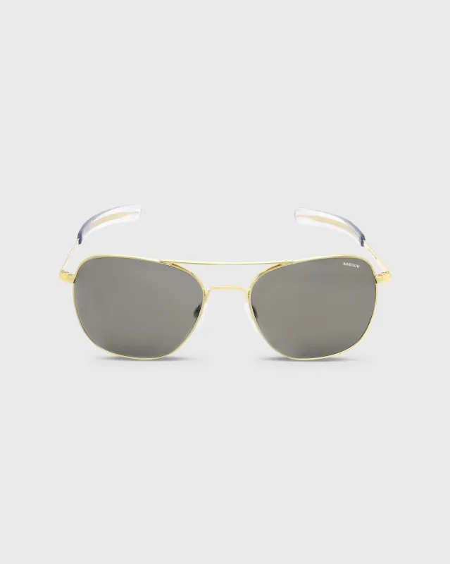 Aviator Sunglasses in 23K Gold/Gray Glass Lens made by Mashburn