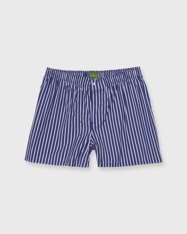 Button-Front Boxer Short in Blue/White Stripe Stretch Poplin made by Sid Mashburn