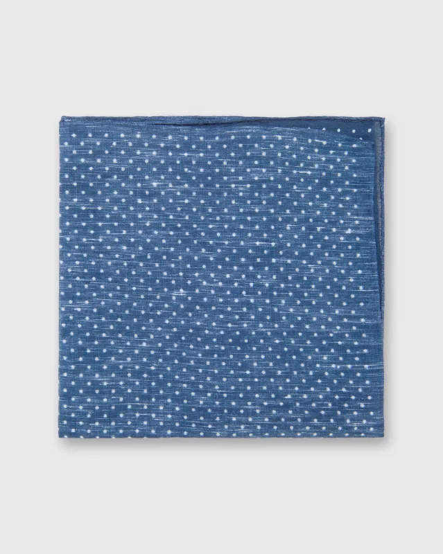 Linen/Cotton Print Pocket Square in Denim/White Dots sold by Mashburn