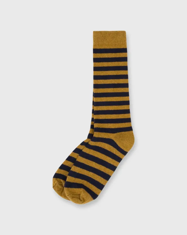 Rugby Stripe Socks in Ochre/Navy sold by Mashburn