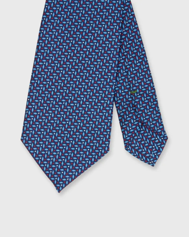Silk Print Tie in Navy/Blue Diamonds made by Sid Mashburn