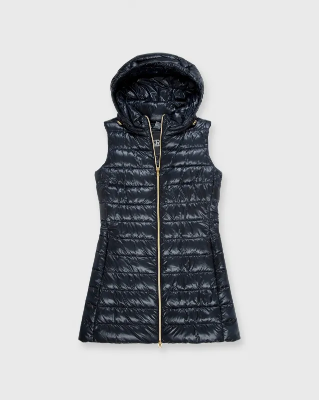 Classic Vest with Removable Hood in Navy made by Herno