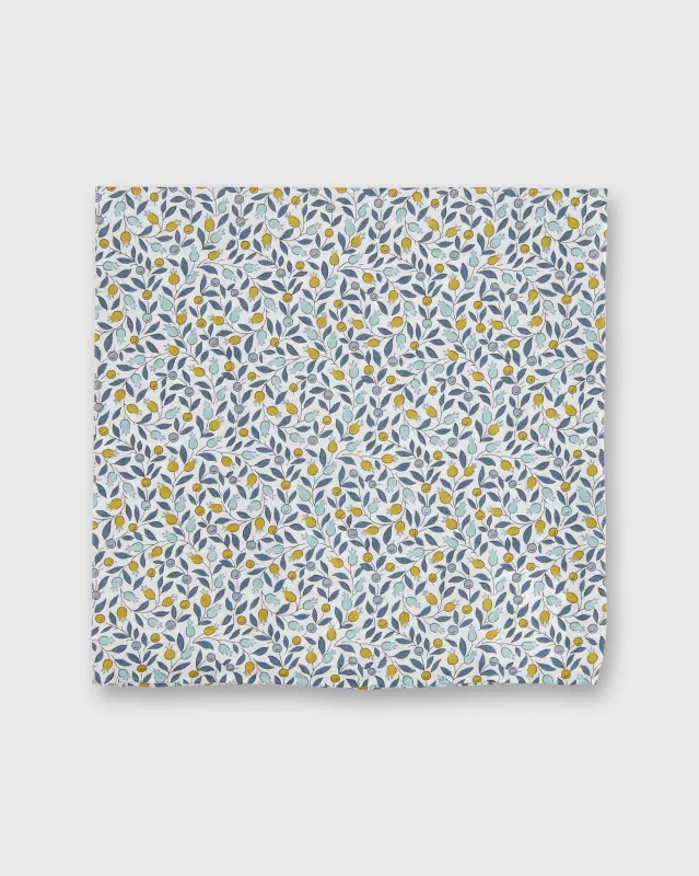 Cotton Print Pocket Square in Blue/Yellow Floriana Liberty Fabric sold by Mashburn