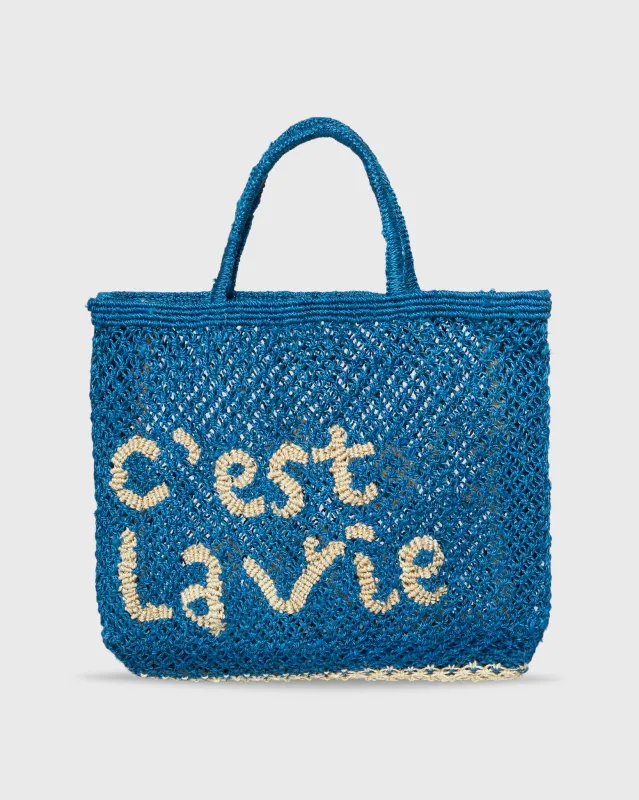 Small C'est La Vie Tote in Cobalt sold by Mashburn