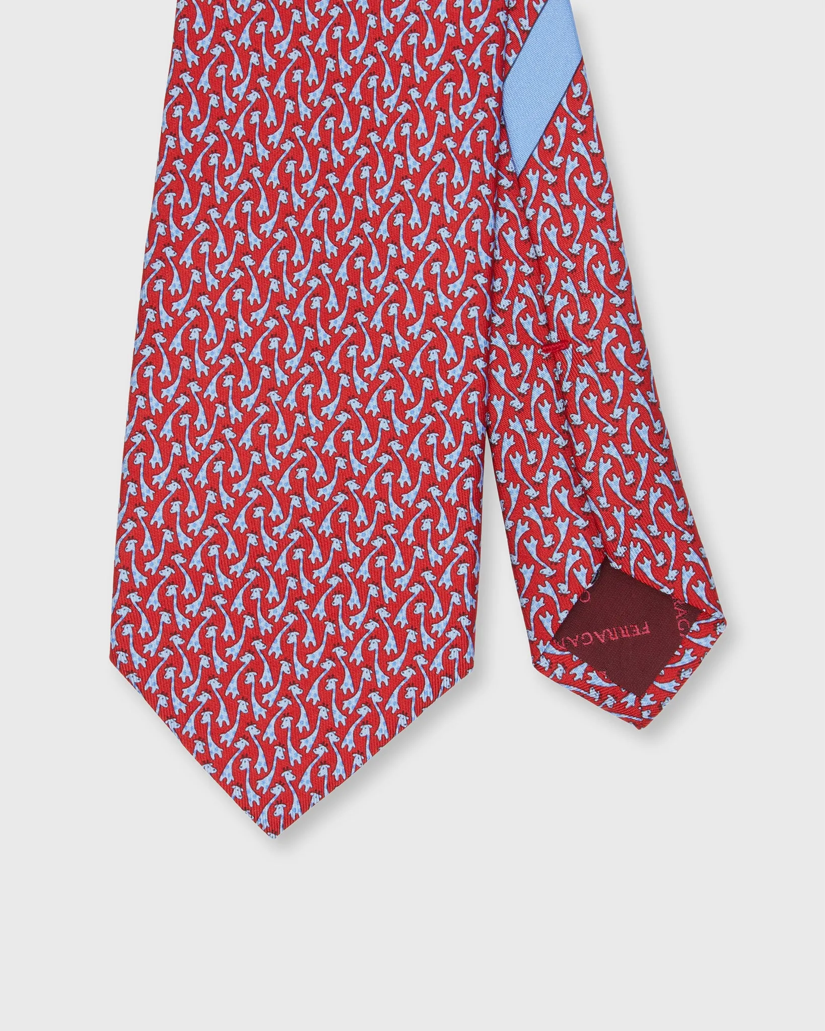 Silk Print Tie in Red Giraffes sold by Mashburn