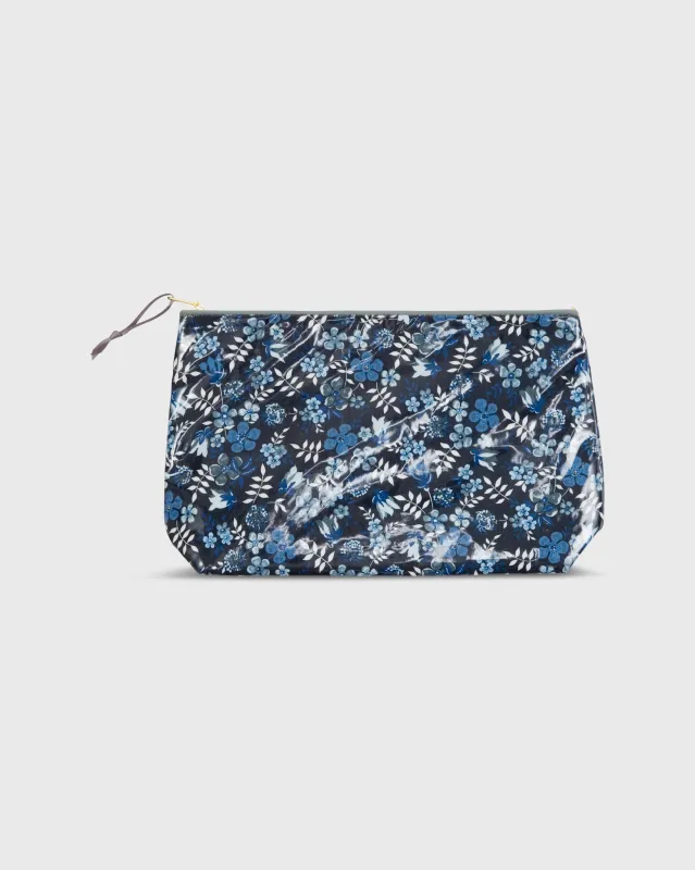 Coated Medium Cosmetic Bag in Blue Edenham Liberty Fabric sold by Mashburn