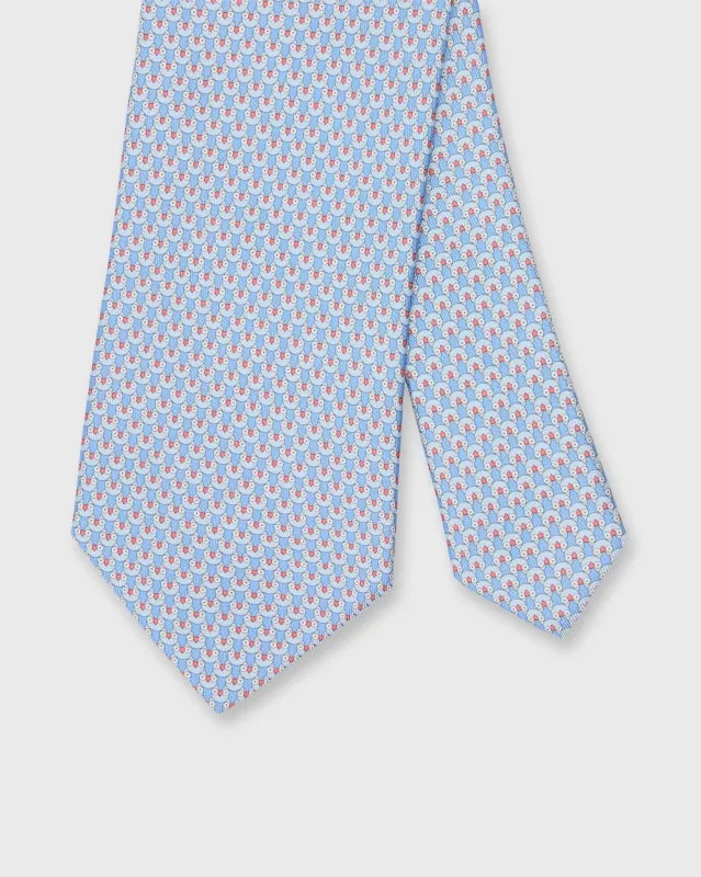 Silk Print Tie in Light Blue Owl sold by Mashburn