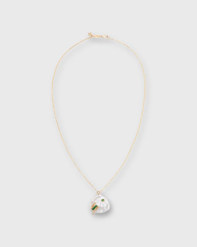 Leap of Faith Pendant Necklace in Pearl/Diamond/Tzavorite made by Mashburn