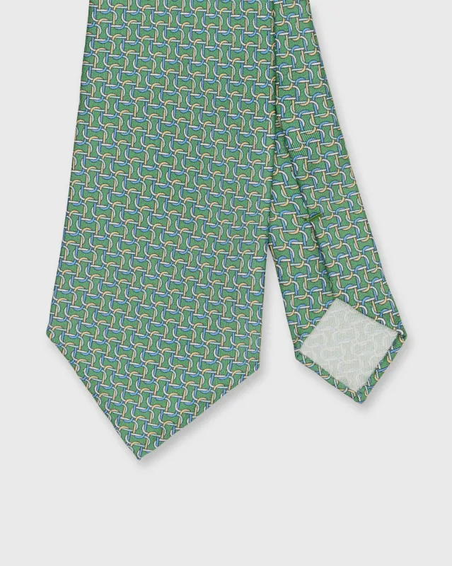 Silk Print Tie in Green/Sky/Yellow Links made by Sid Mashburn