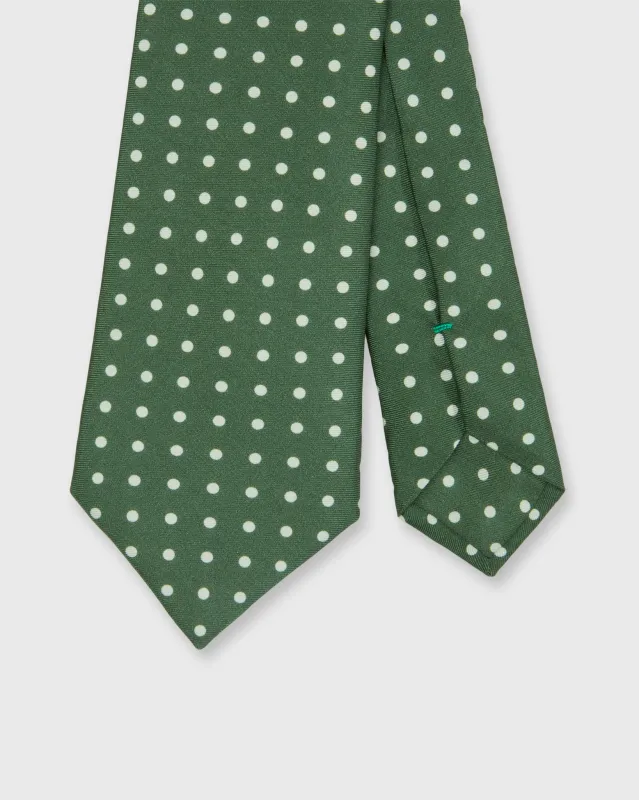 Silk Print Tie in Hunter/Bone Polka Dot made by Sid Mashburn