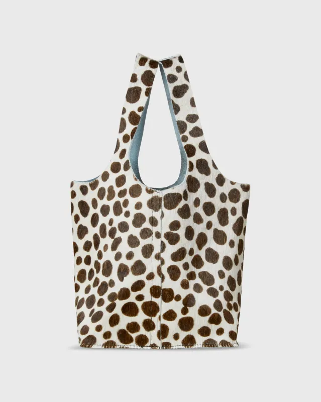 Paola Bucket Bag in White/Dark Brown Calf Hair made by Mashburn