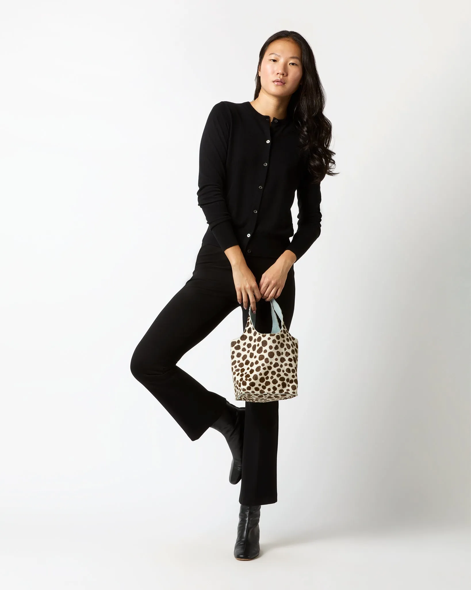 Paola Bucket Bag in White/Dark Brown Calf Hair sold by Mashburn product image thumbnail 2