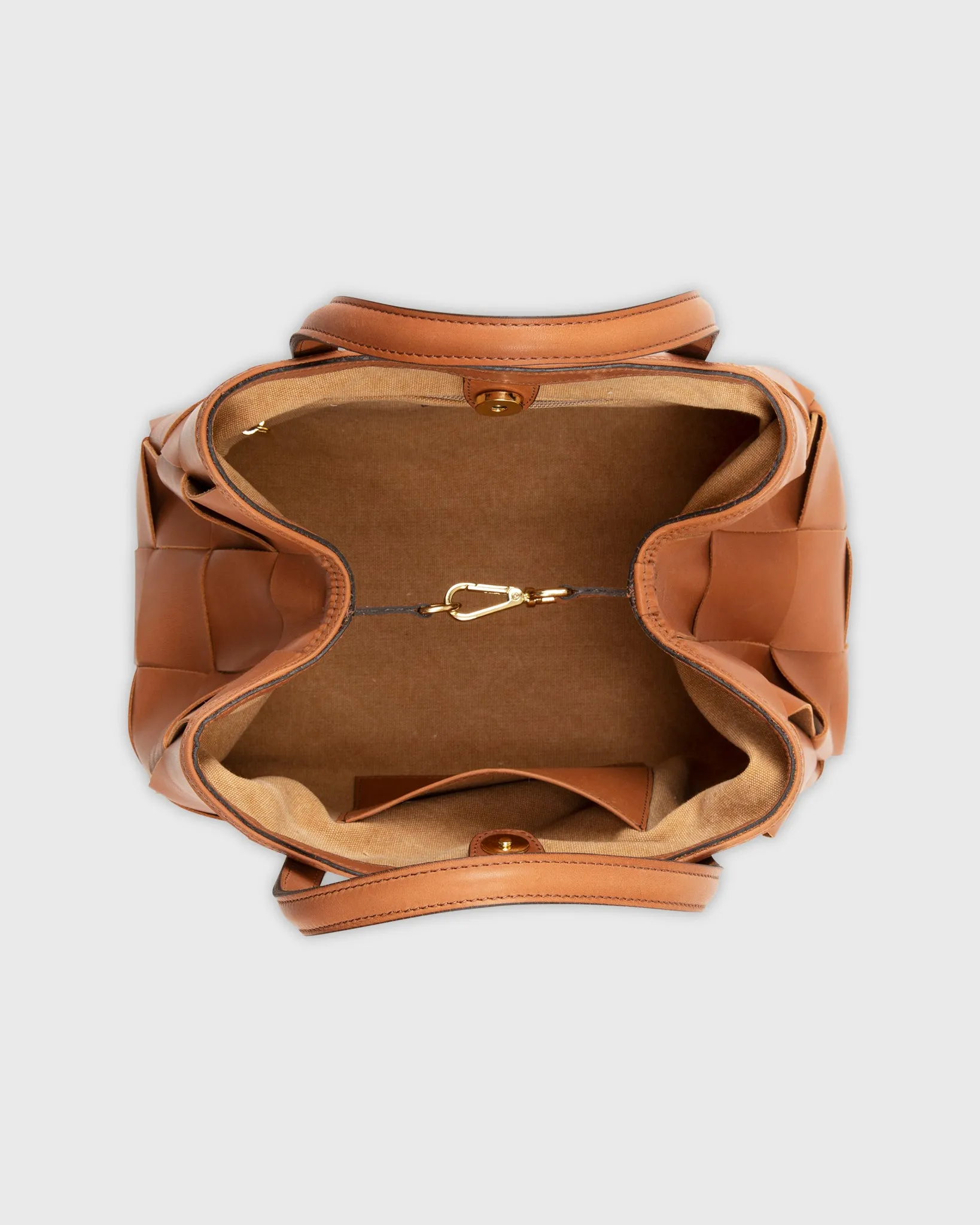 Wide Woven Satchel Bag in Biscuit Leather sold by Mashburn product image thumbnail 4