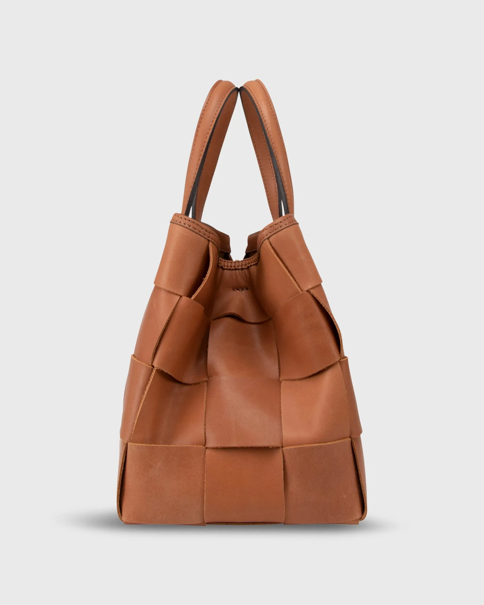 Wide Woven Satchel Bag in Biscuit Leather sold by Mashburn product image thumbnail 3