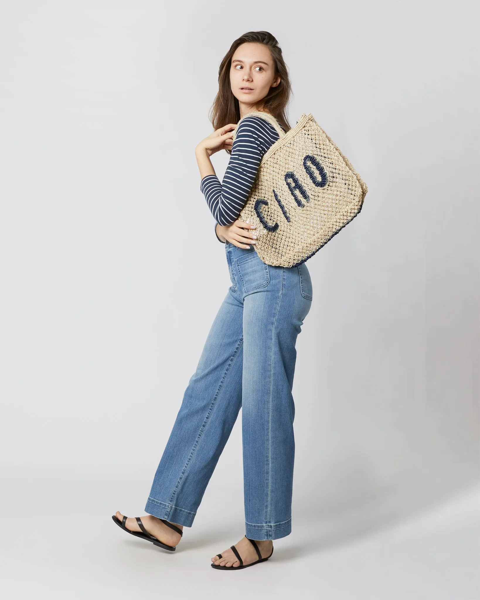 Small Ciao Tote in Natural/Indigo sold by Mashburn product image thumbnail 2