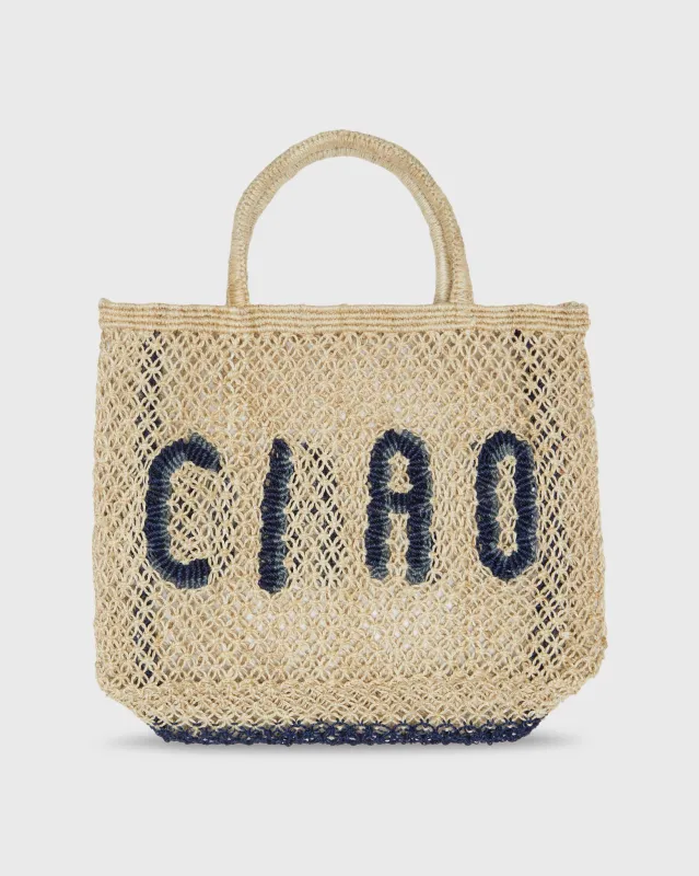 Small Ciao Tote in Natural/Indigo sold by Mashburn
