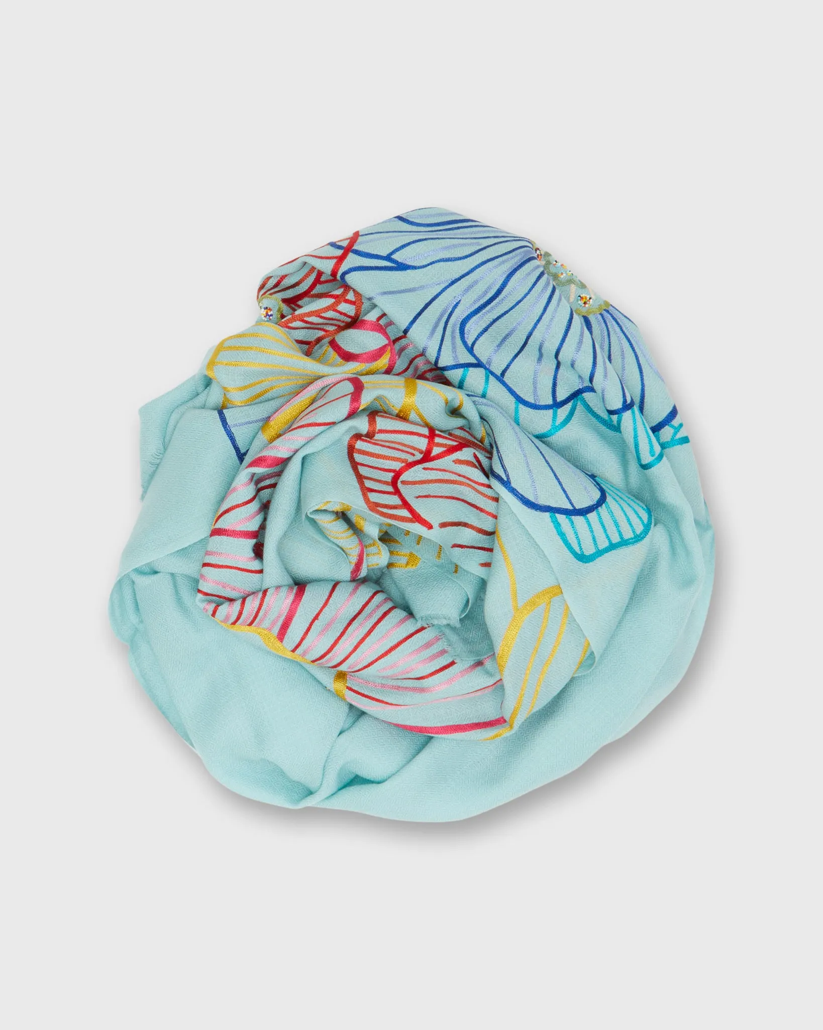 Colorful Flower Scarf in Aqua sold by Mashburn