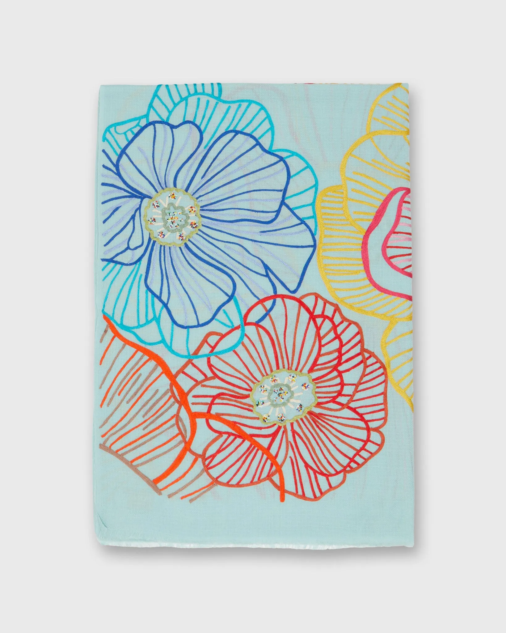Colorful Flower Scarf in Aqua sold by Mashburn product image thumbnail 2