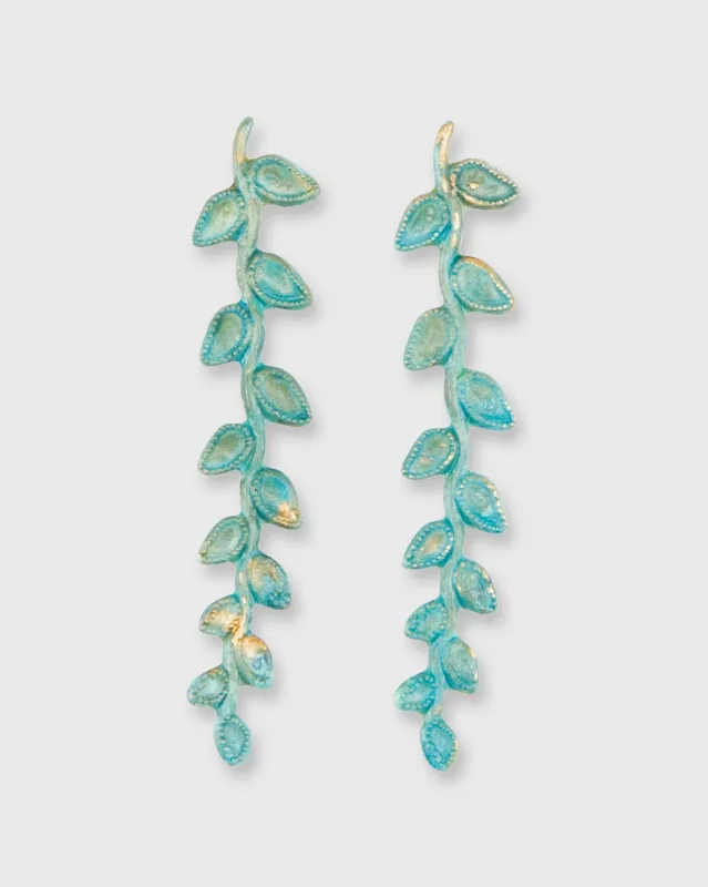 Athena Stud Earrings in Bluish-Green/Brass made by Mashburn