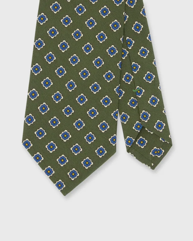 Silk Print Tie in Green/Blue/Butter Flower made by Sid Mashburn