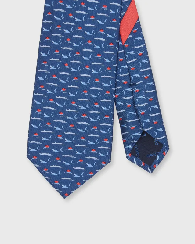 Silk Print Tie in Navy Crocodiles sold by Mashburn