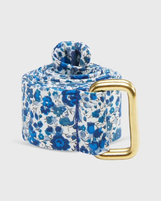 D-Ring Belt in Dark Blue Emma & Georgina Liberty Fabric sold by Mashburn