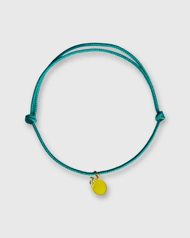 Lemon Charm Bracelet in Gold/Assorted Color Cord made by Mashburn
