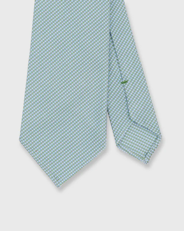 Silk/Cotton Jacquard Tie in Green/Sky made by Sid Mashburn