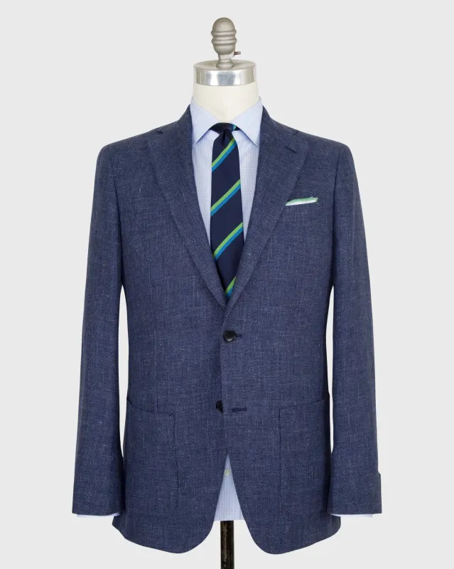 Kincaid No. 2 Jacket in Blue Mix Linen/Wool Hopsack sold by Mashburn