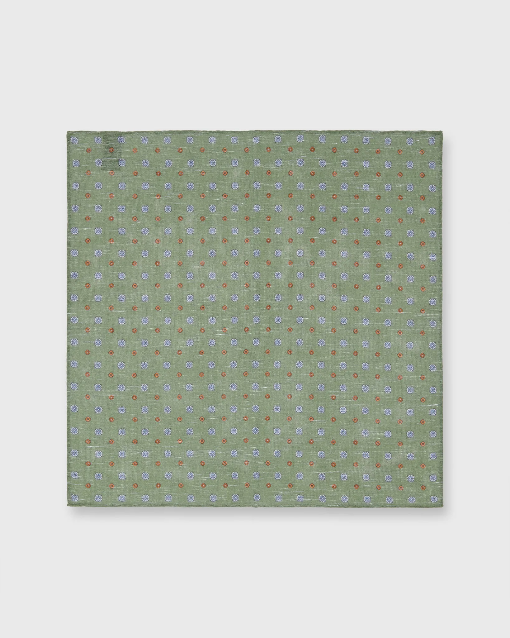 Cotolino Print Pocket Square in Olive/Blue/Orange Flower sold by Mashburn product image thumbnail 2