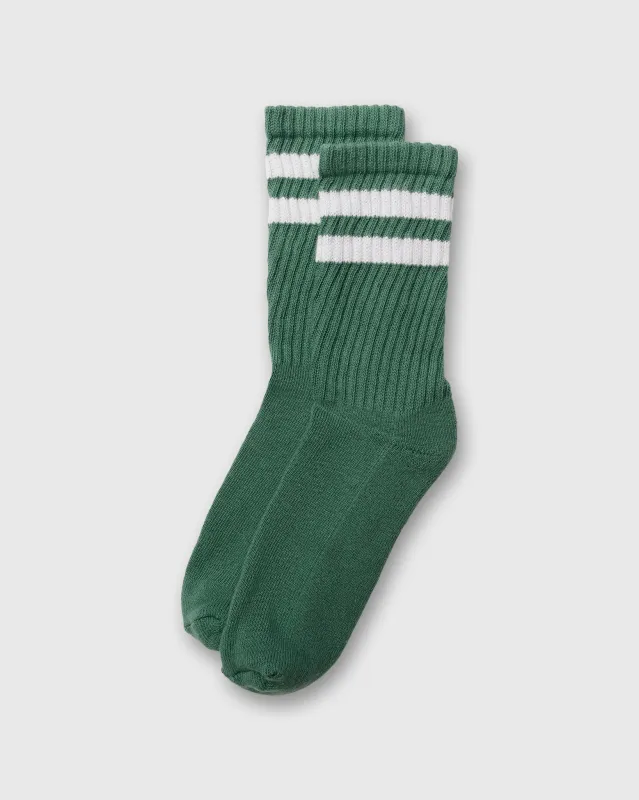 Retro Double Stripe Socks in Green sold by Mashburn