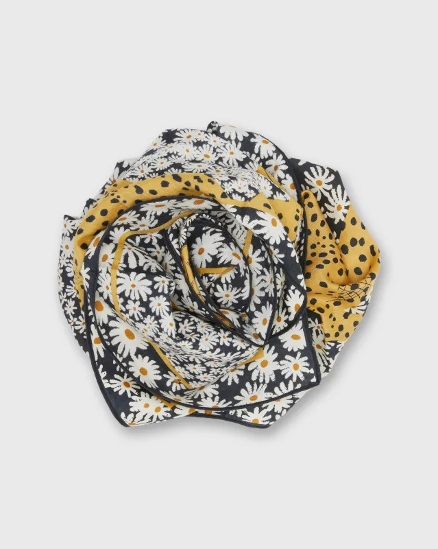 Pampa Daisy Square Scarf in Black made by Mashburn