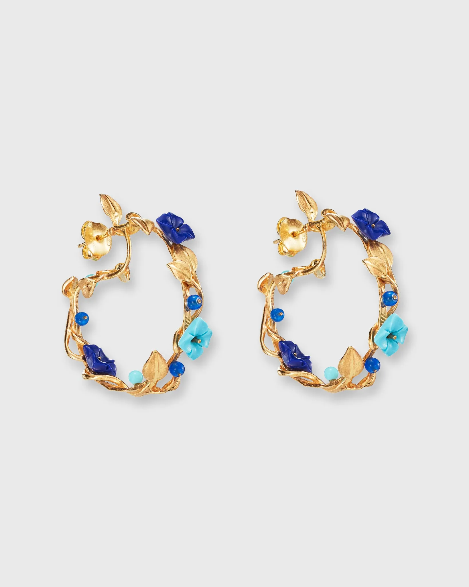 Mini Flower Whirl Earrings in Gold/Lapis/Turquoise sold by Mashburn