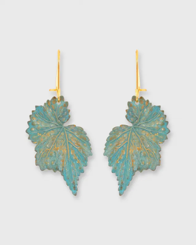 Begonia Mini Earrings in Bluish-Green/Brass made by Mashburn