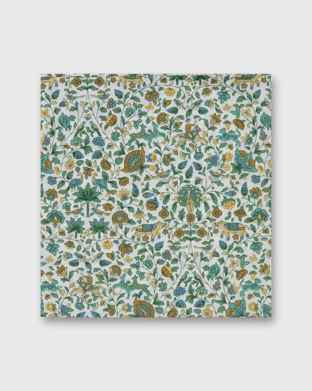 Cotton Print Pocket Square in Green Multi Imran Liberty Fabric sold by Mashburn