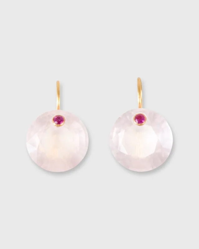 Round Gem Earrings in Rose Quartz/Pink Sapphire sold by Mashburn