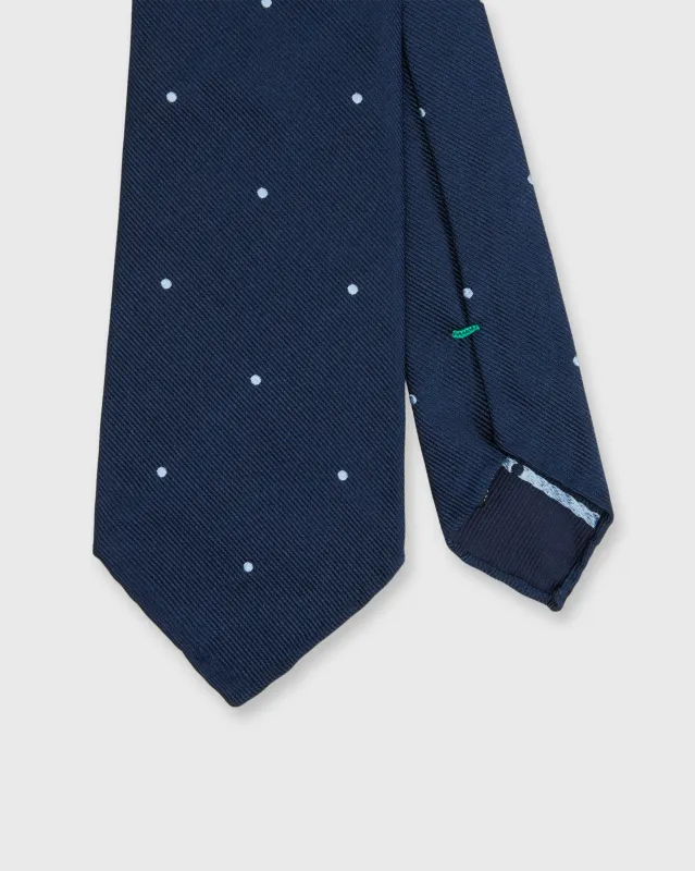 Silk Woven Tie in Navy/Sky Dot made by Sid Mashburn