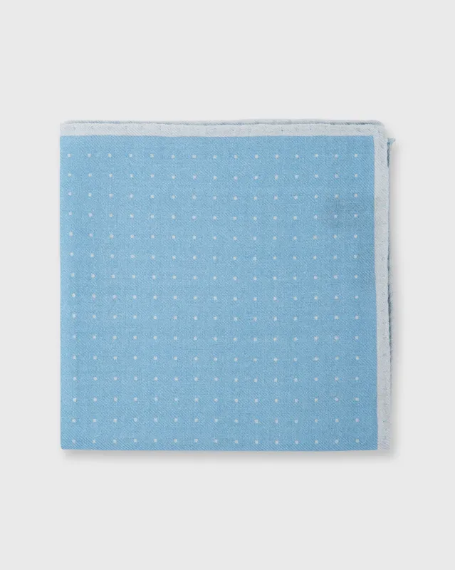 Wool/Silk Print Pocket Square in Glacier Blue/Pale Grey Micro Dot made by Sid Mashburn