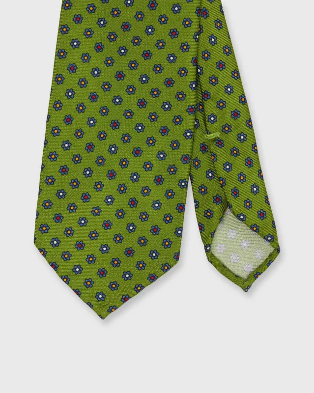 Silk Print Tie in Moss/Navy Multi Flower made by Sid Mashburn