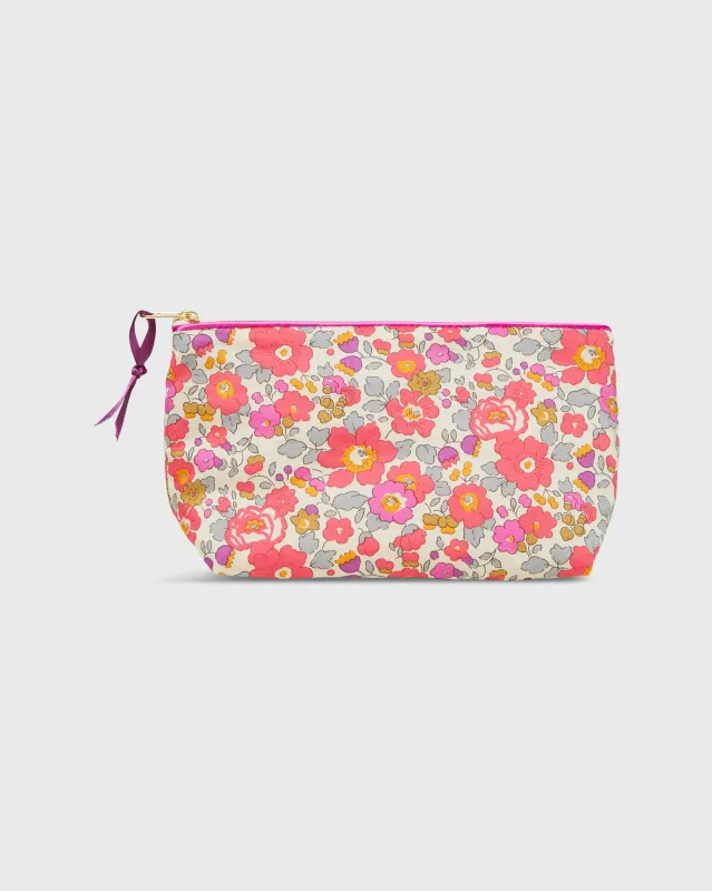Soft Small Cosmetic Bag in Pink Multi Betsy Dragon Fruit Liberty Fabric sold by Mashburn