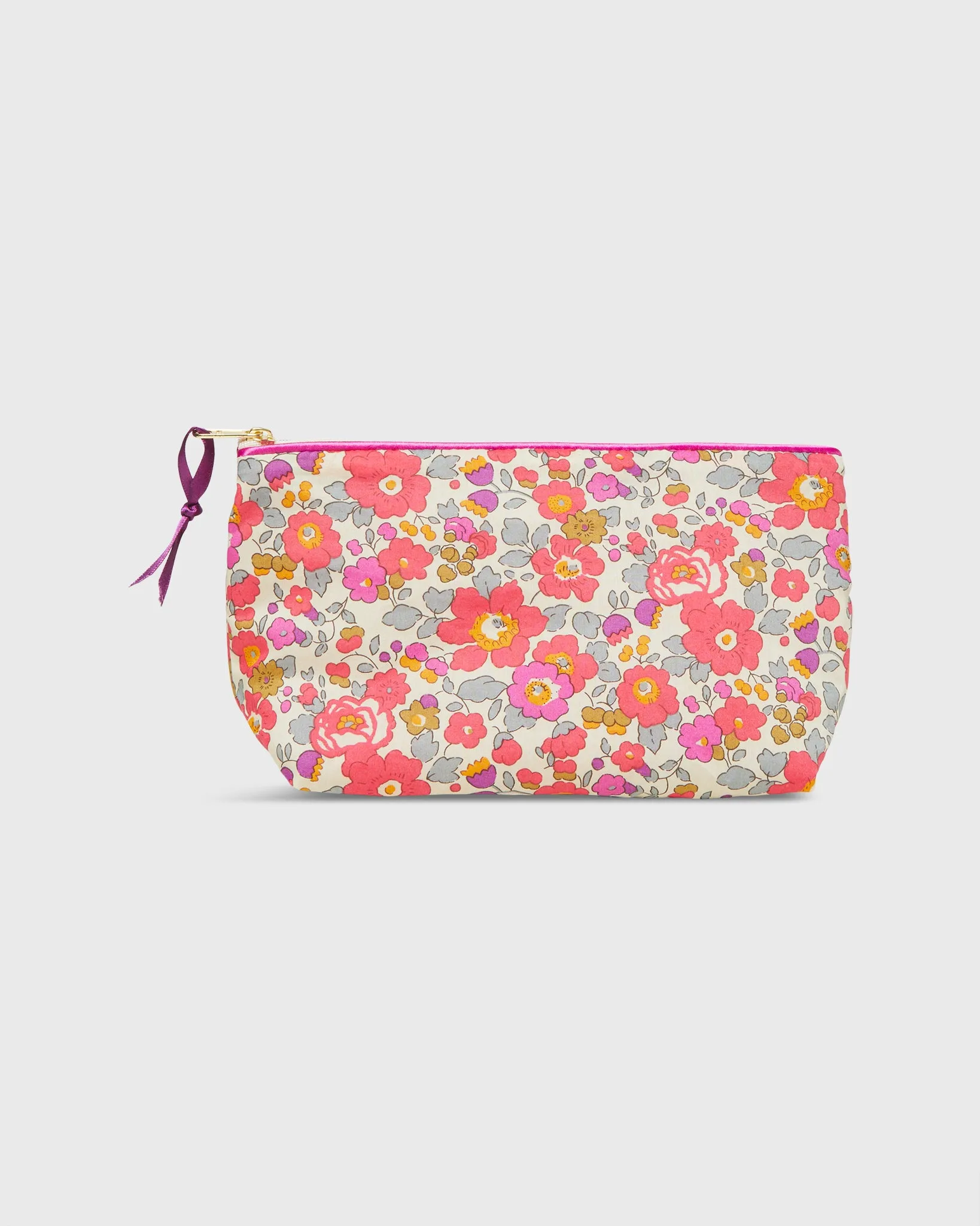 Soft Small Cosmetic Bag in Pink Multi Betsy Dragon Fruit Liberty Fabric sold by Mashburn
