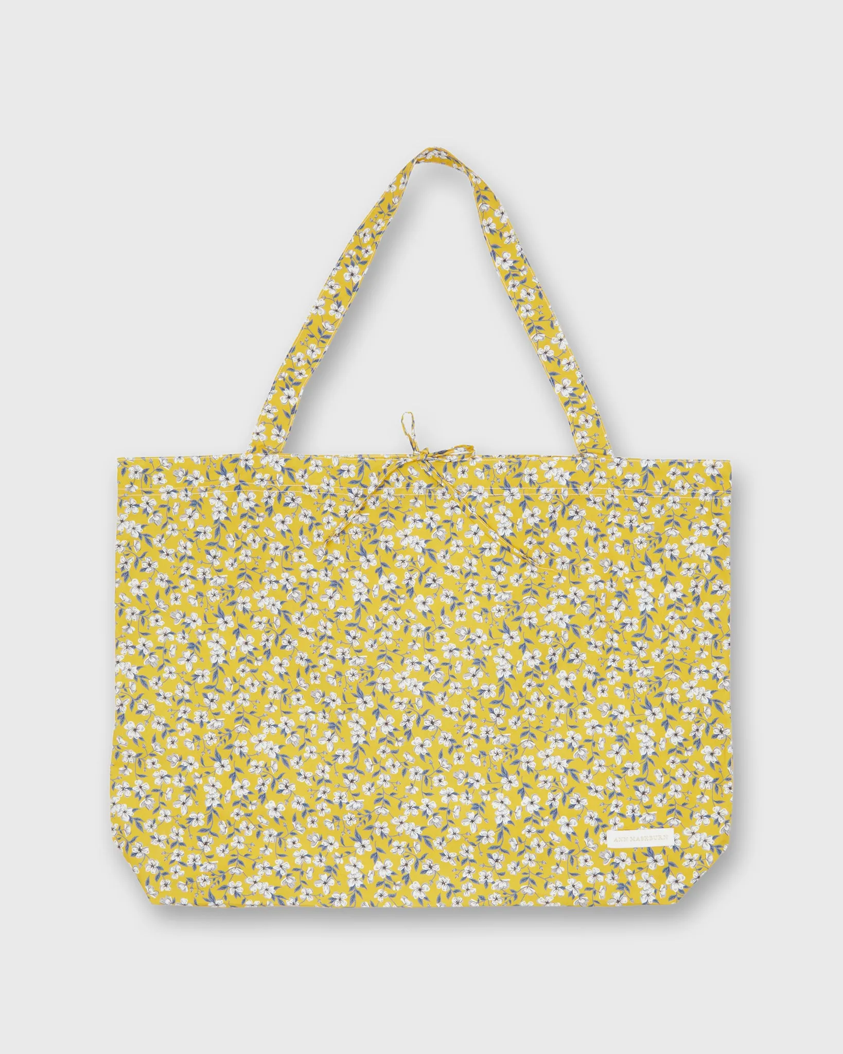 Reusable Tote Bag in Marigold/Blue Peach Blossom Liberty Fabric sold by Mashburn