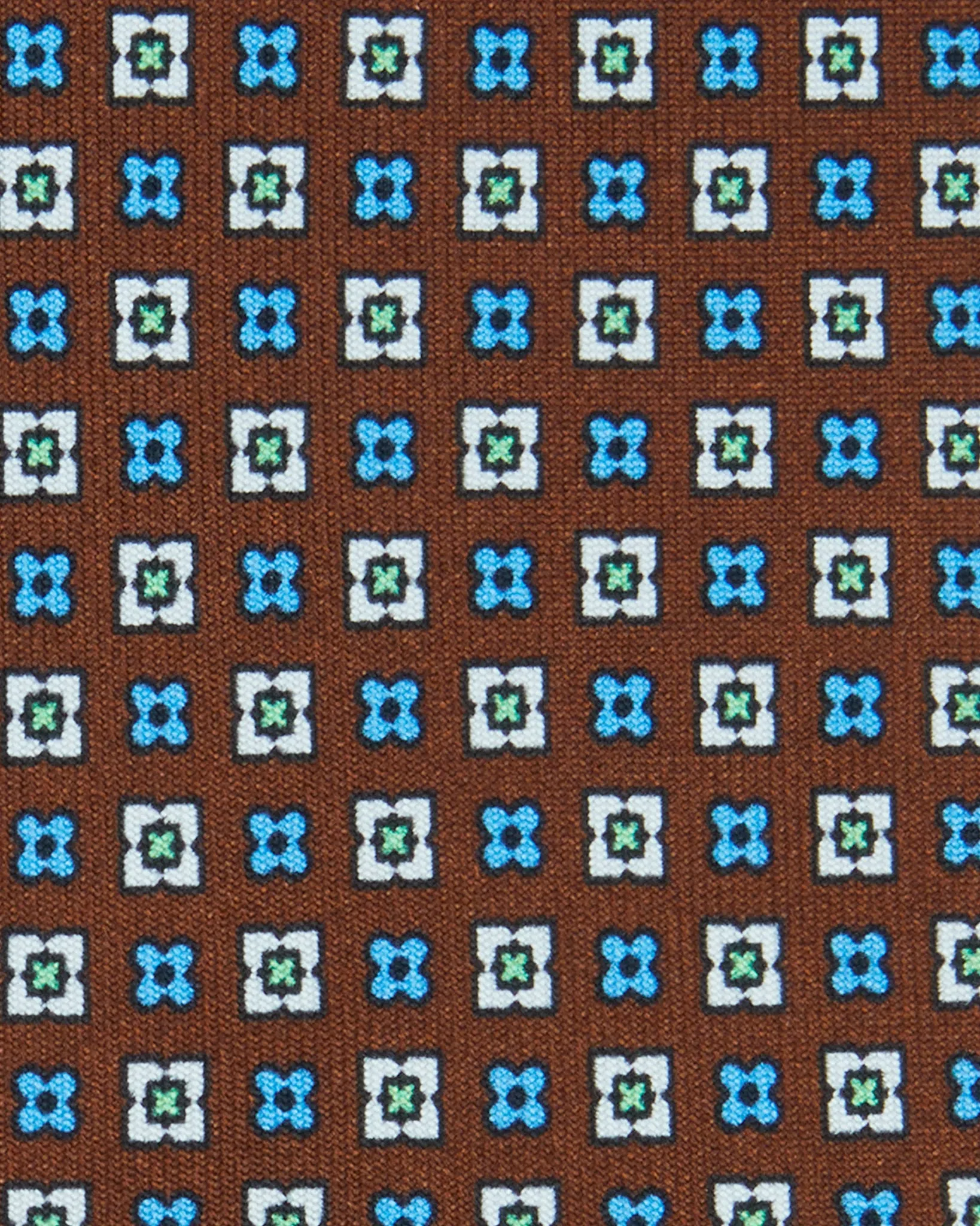 Silk Print Tie in Brown/Sky/Olive Foulard sold by Mashburn product image thumbnail 2
