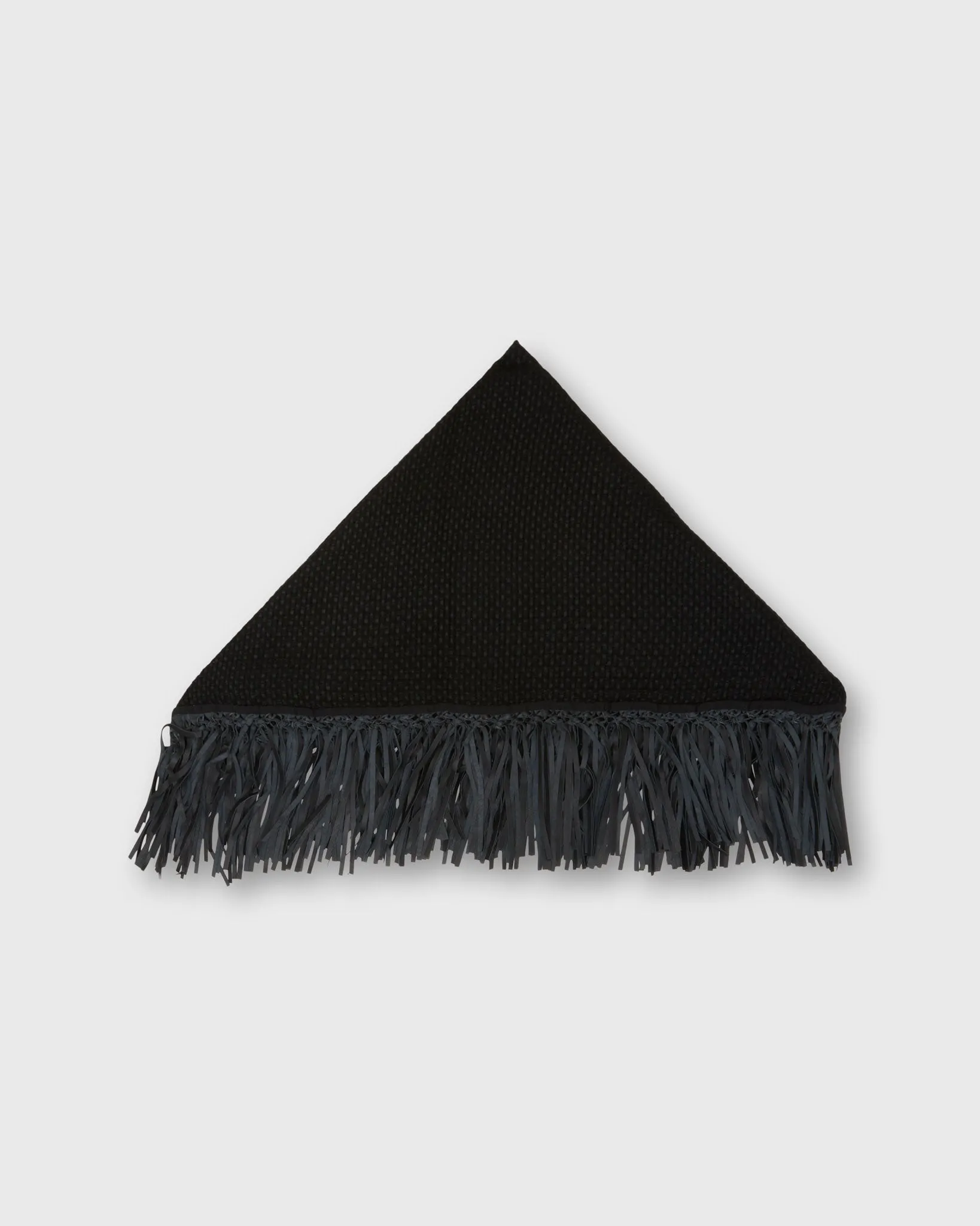 Leather Fringed Triangle Scarf in Black sold by Mashburn product image thumbnail 2