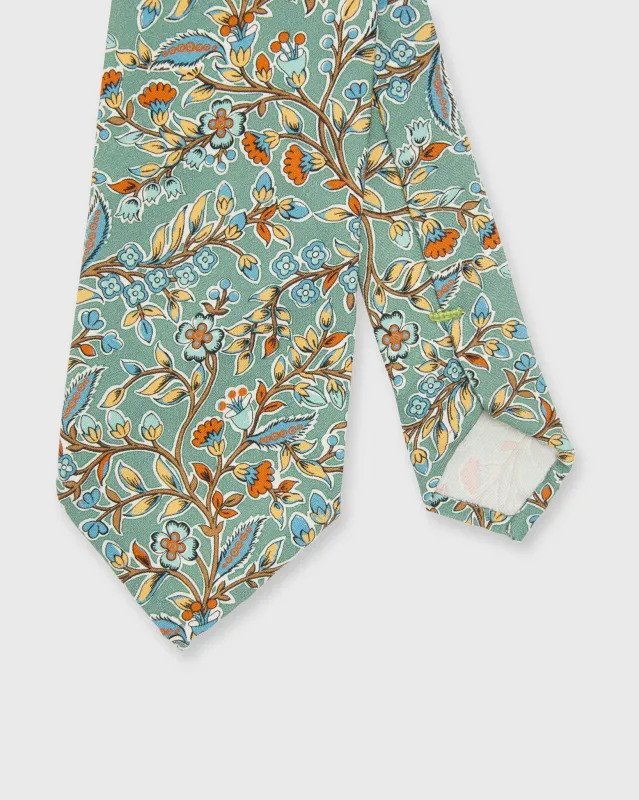 Silk Print Tie in Sage/Periwinkle/Salmon Floral made by Sid Mashburn