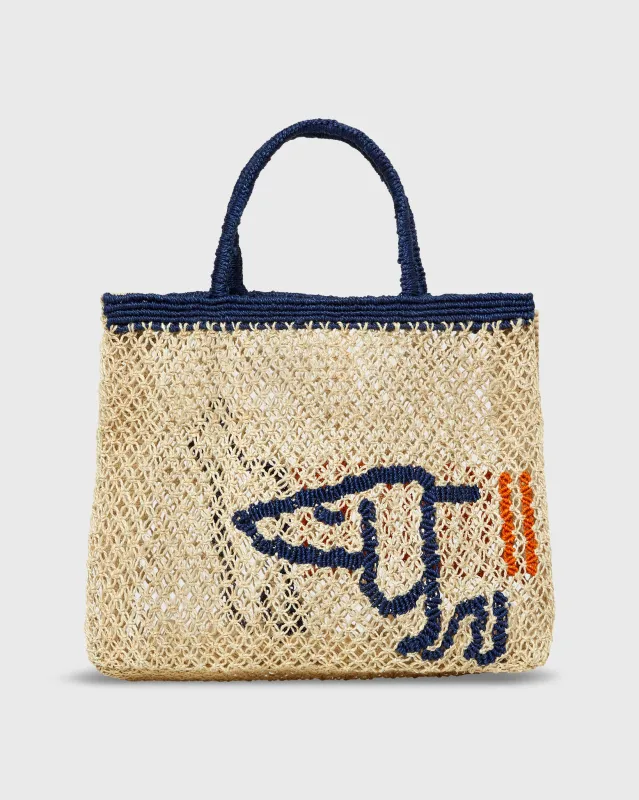 Small Breton Dog Tote in Natural/Blue sold by Mashburn