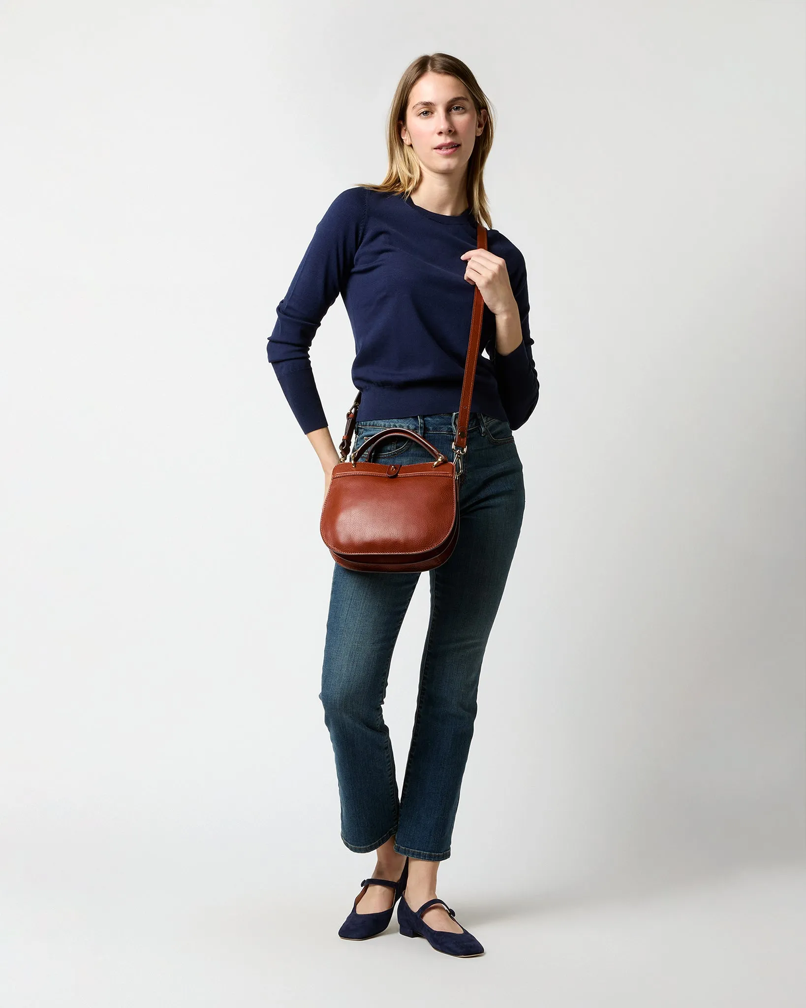 Natalie Crossbody Bag in English Tan Leather sold by Mashburn product image thumbnail 2