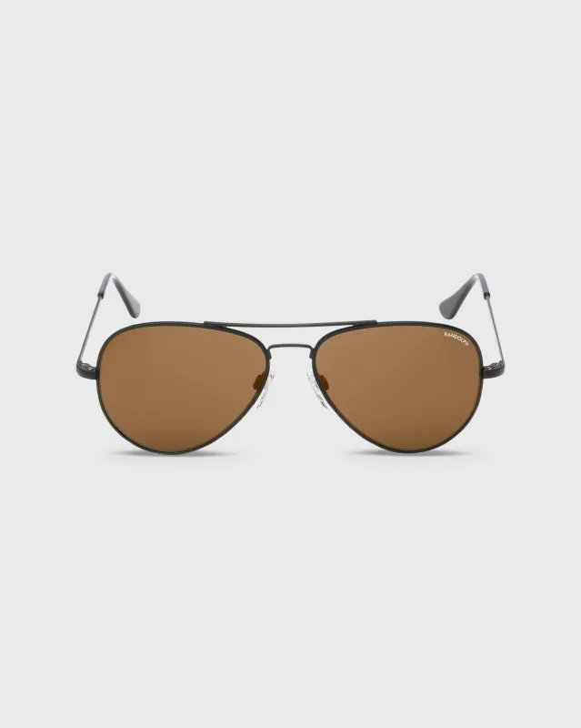 Polarized Concorde Sunglasses in Matte Black/Tan Glass Lens made by Mashburn