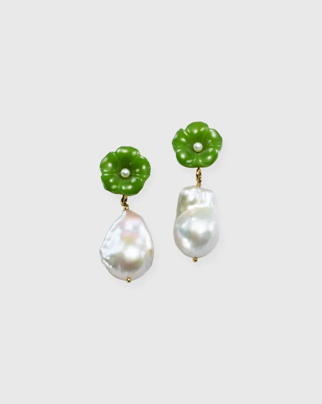Pearl Drop Earrings in Jade made by Mashburn