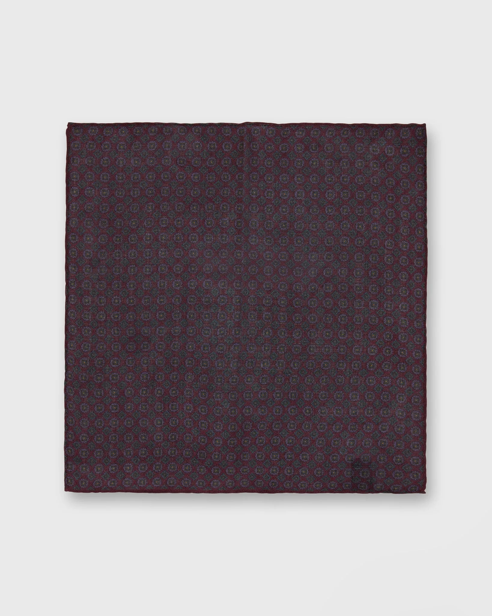 Wool/Silk Pocket Square in Berry/Navy/Purple Foulard sold by Mashburn product image thumbnail 2